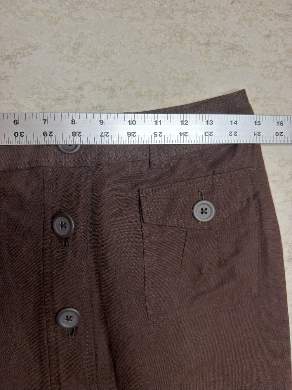 Banana Republic Brown Linen/Silk Pencil Skirt with Button Detailing Size 4 - Picture 6 of 7